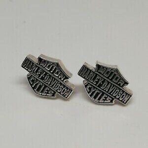 New Harley Davidson Women's .970 Solid Silver Biker Stud Earrings.